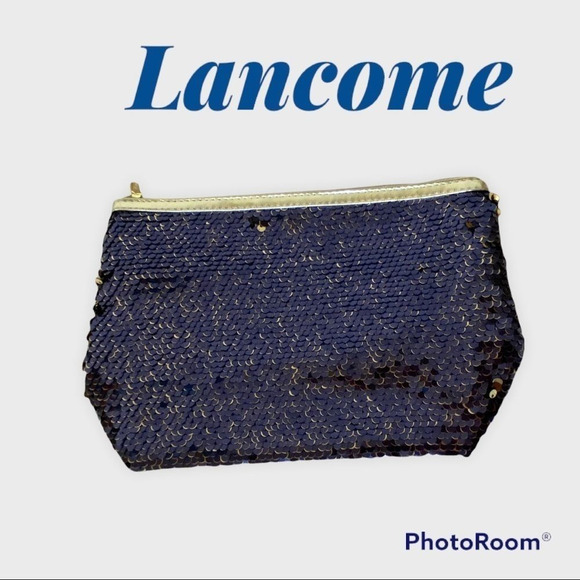 Lancome Blue Sequin Cosmetic Bag NWOT - Picture 1 of 6